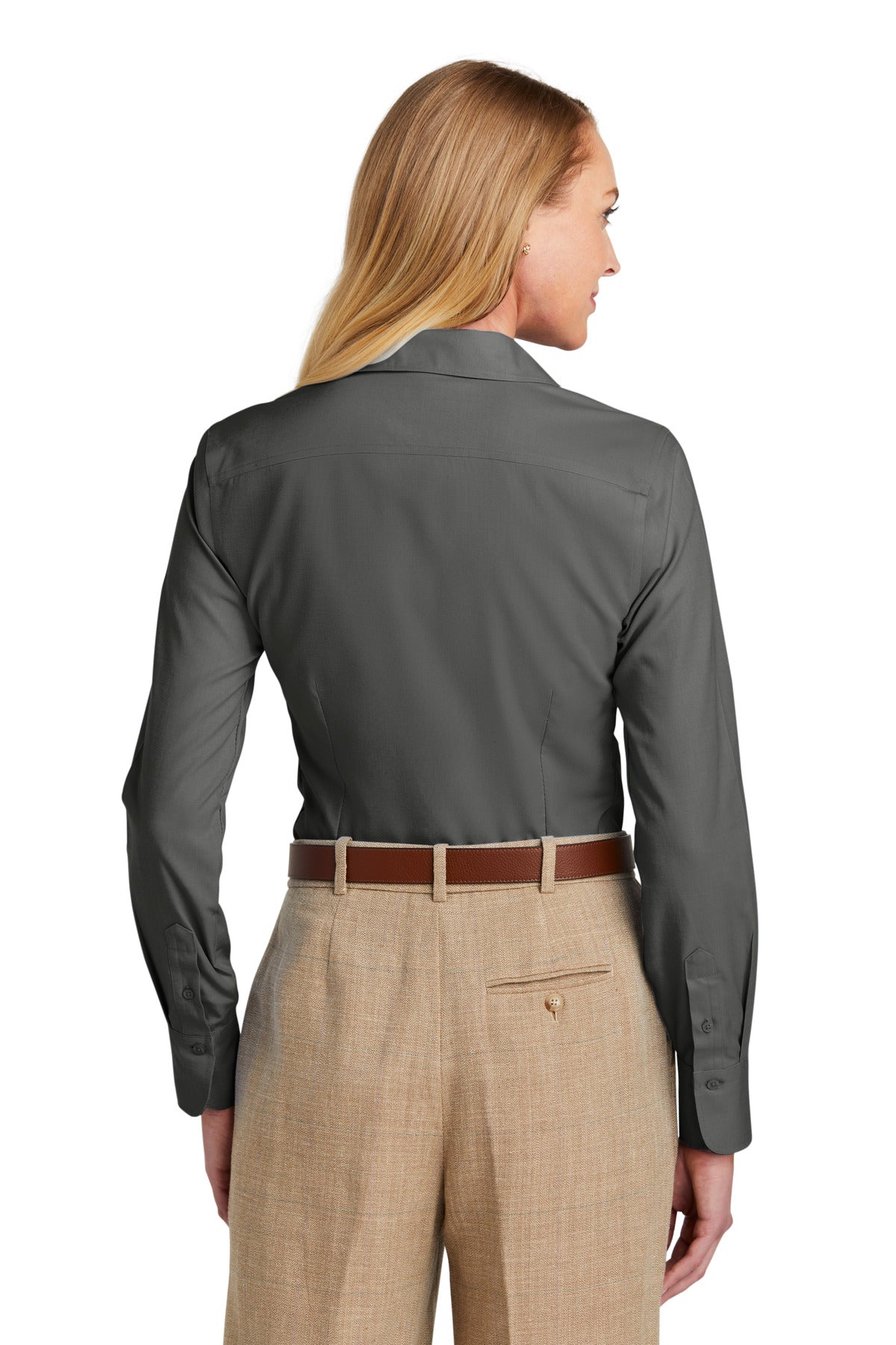 Custom Embroidered Brooks Brothers Women's Wrinkle-Free Stretch Nailhead Shirt BB18003,Deep Black