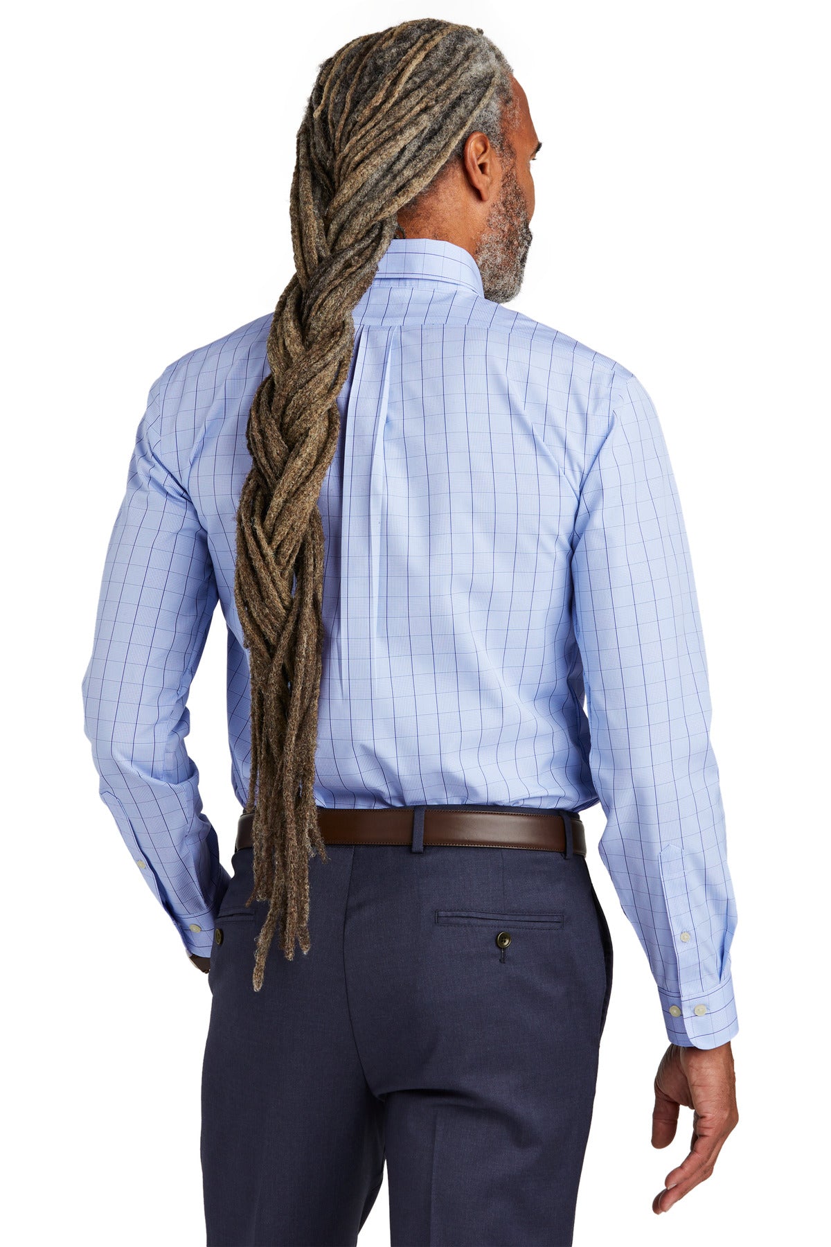Custom Embroidered Brooks Brothers Wrinkle-Free Stretch Patterned Shirt BB18008,Newport Blue