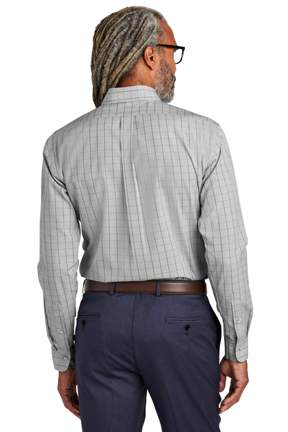 Custom Embroidered Brooks Brothers Wrinkle-Free Stretch Patterned Shirt BB18008,Shadow Grey