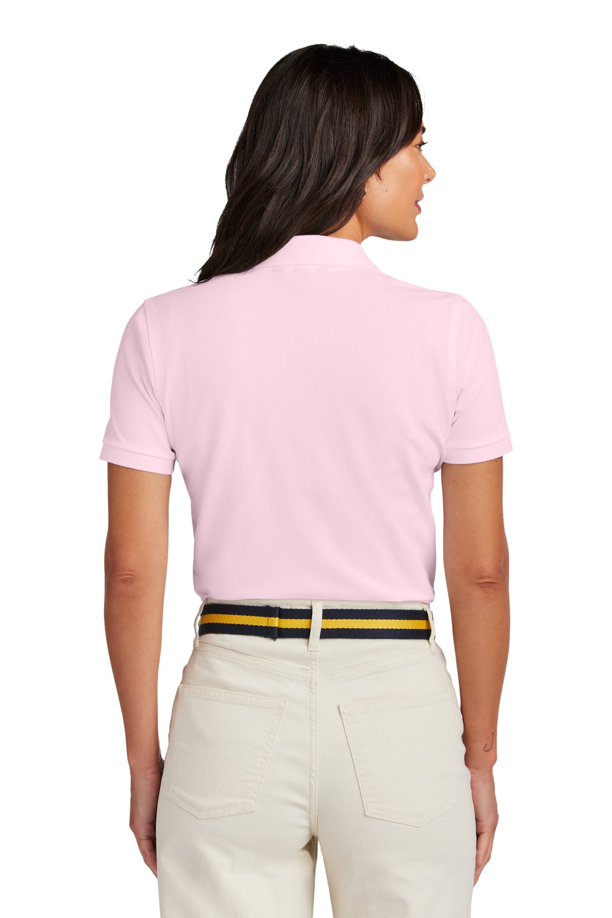 Custom Embroidered Brooks Brothers Women's Pima Cotton Pique Polo BB18201,Pearl Pink