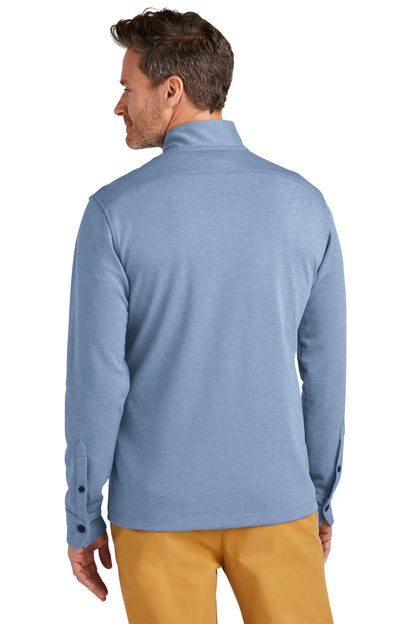 Custom Embroidered Brooks Brothers Mid-Layer Stretch 1/2-Button BB18202,Aegean Blue Heather