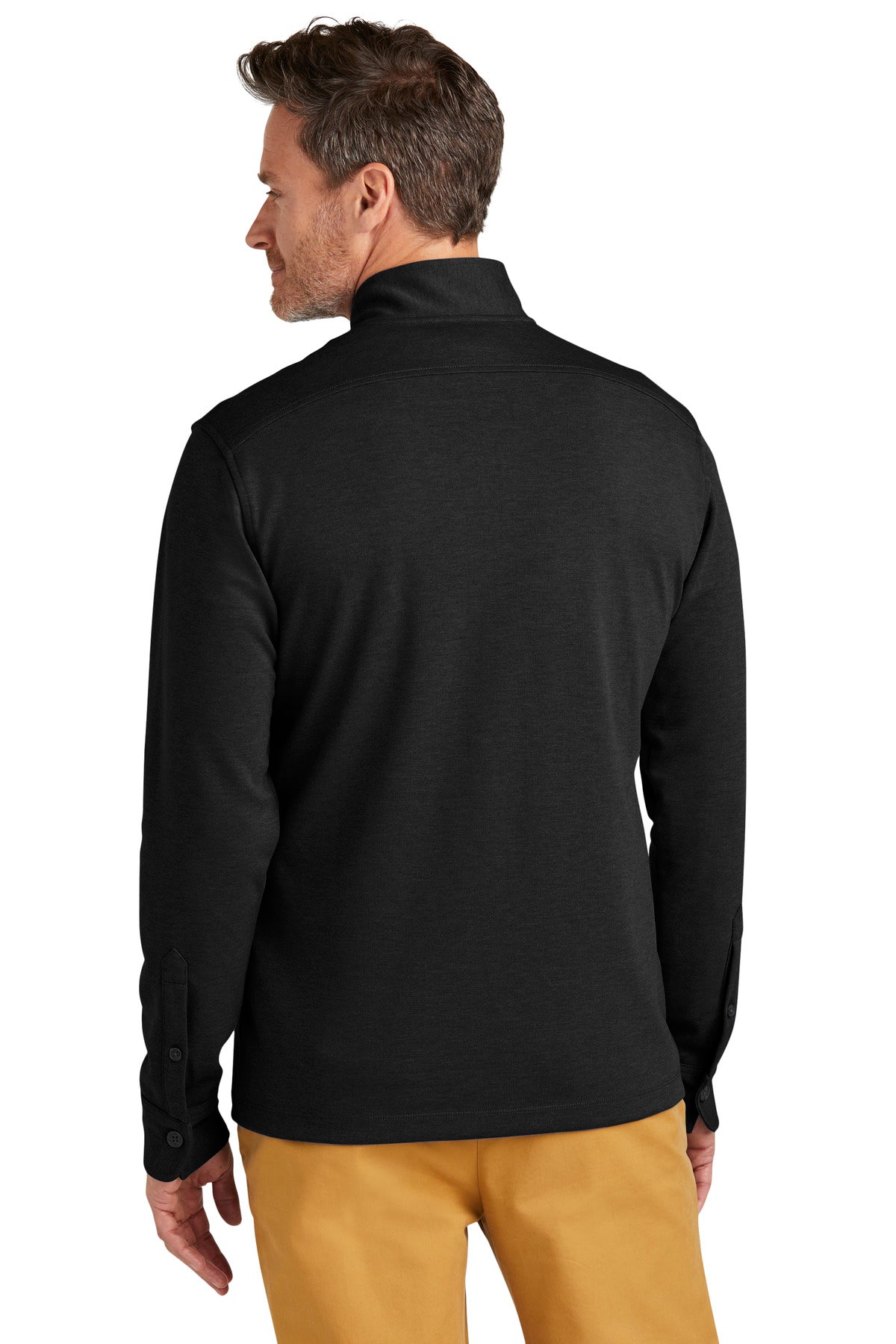 Custom Embroidered Brooks Brothers Mid-Layer Stretch 1/2-Button BB18202,Black Heather