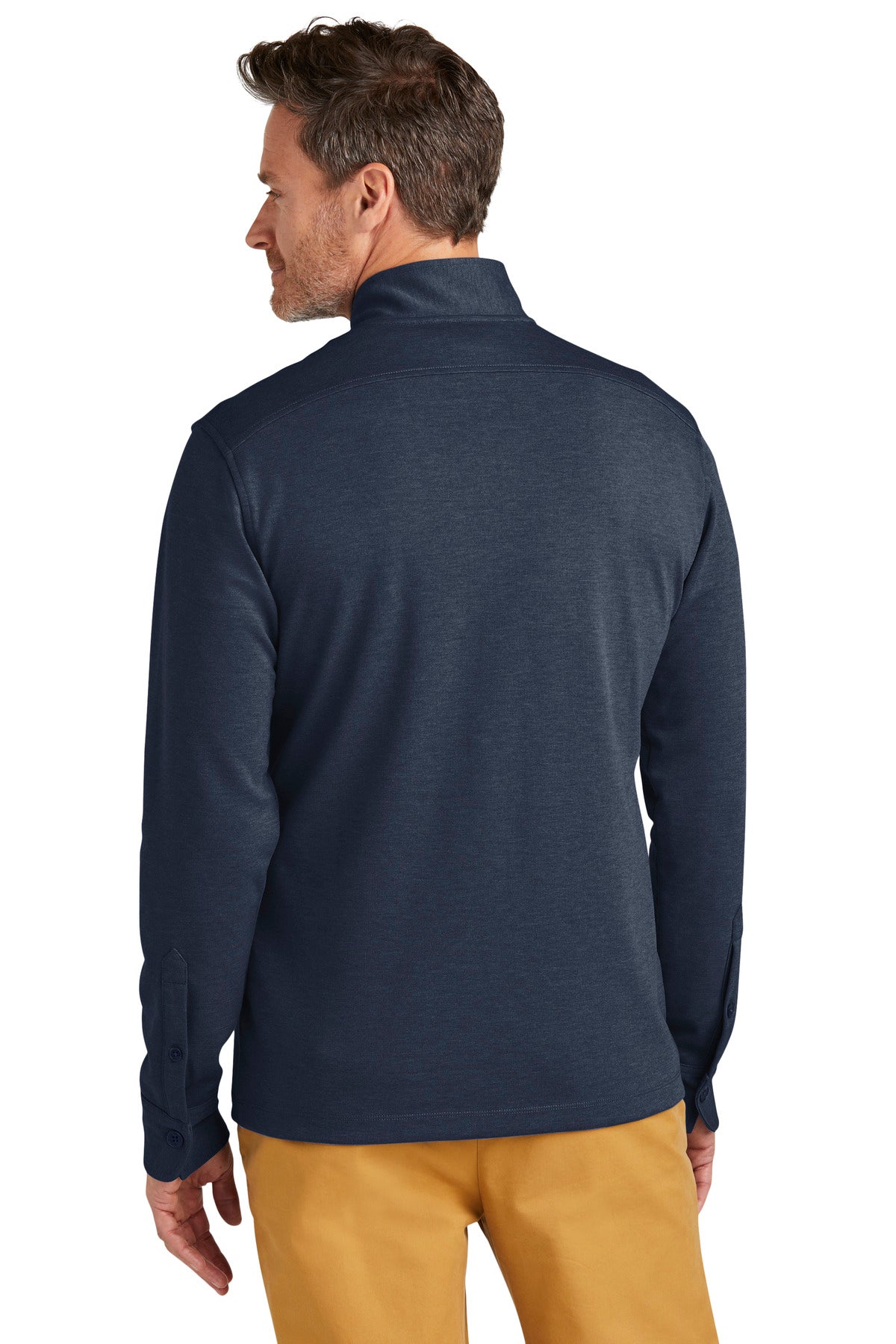 Custom Embroidered Brooks Brothers Mid-Layer Stretch 1/2-Button BB18202,Navy Blazer Heather