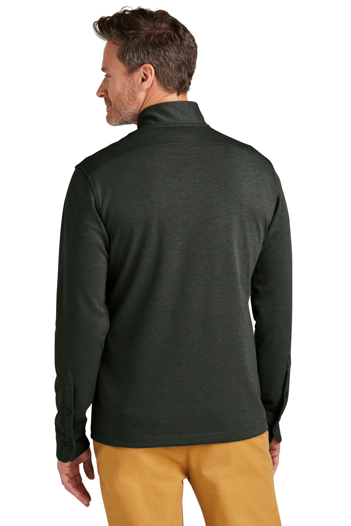 Custom Embroidered Brooks Brothers Mid-Layer Stretch 1/2-Button BB18202,Pine Heather