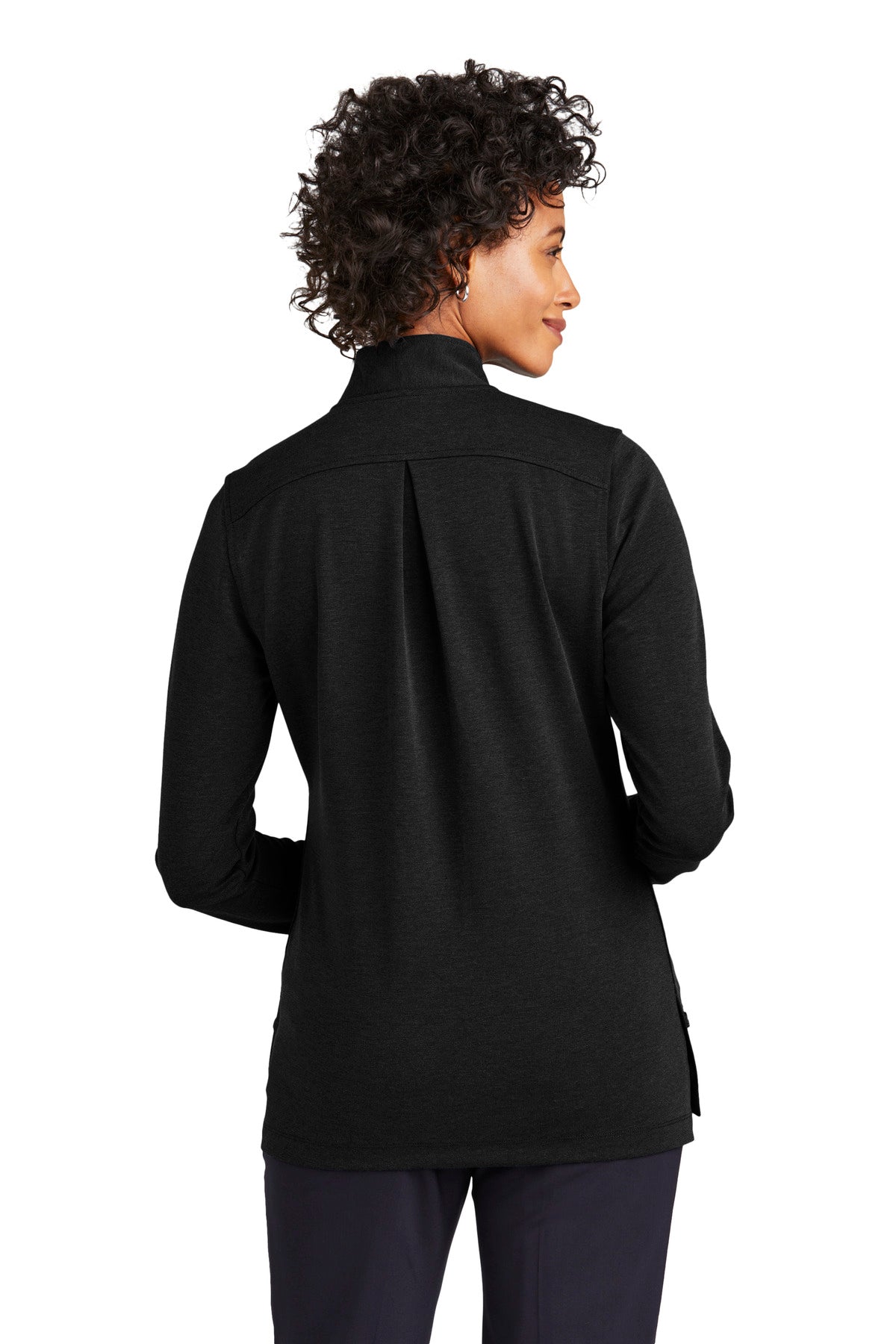 Custom Embroidered Brooks Brothers Women's Mid-Layer Stretch 1/2-Button BB18203,Black Heather
