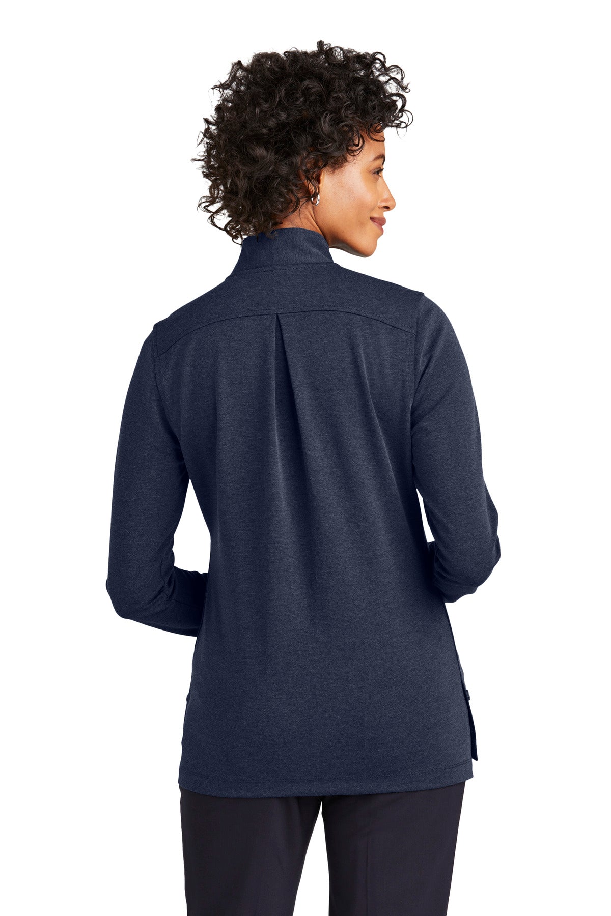 Custom Embroidered Brooks Brothers Women's Mid-Layer Stretch 1/2-Button BB18203,Navy Blazer Heather