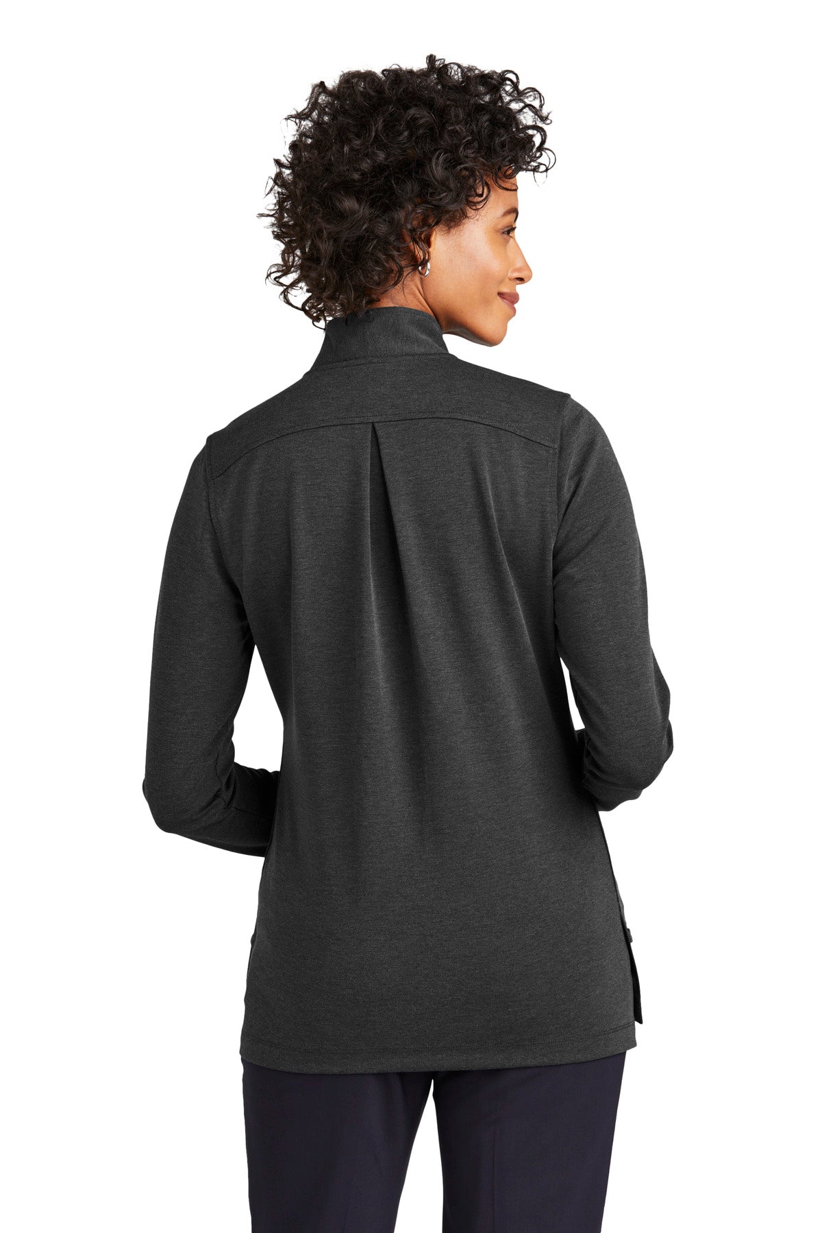 Custom Embroidered Brooks Brothers Women's Mid-Layer Stretch 1/2-Button BB18203,Windsor Grey Heather