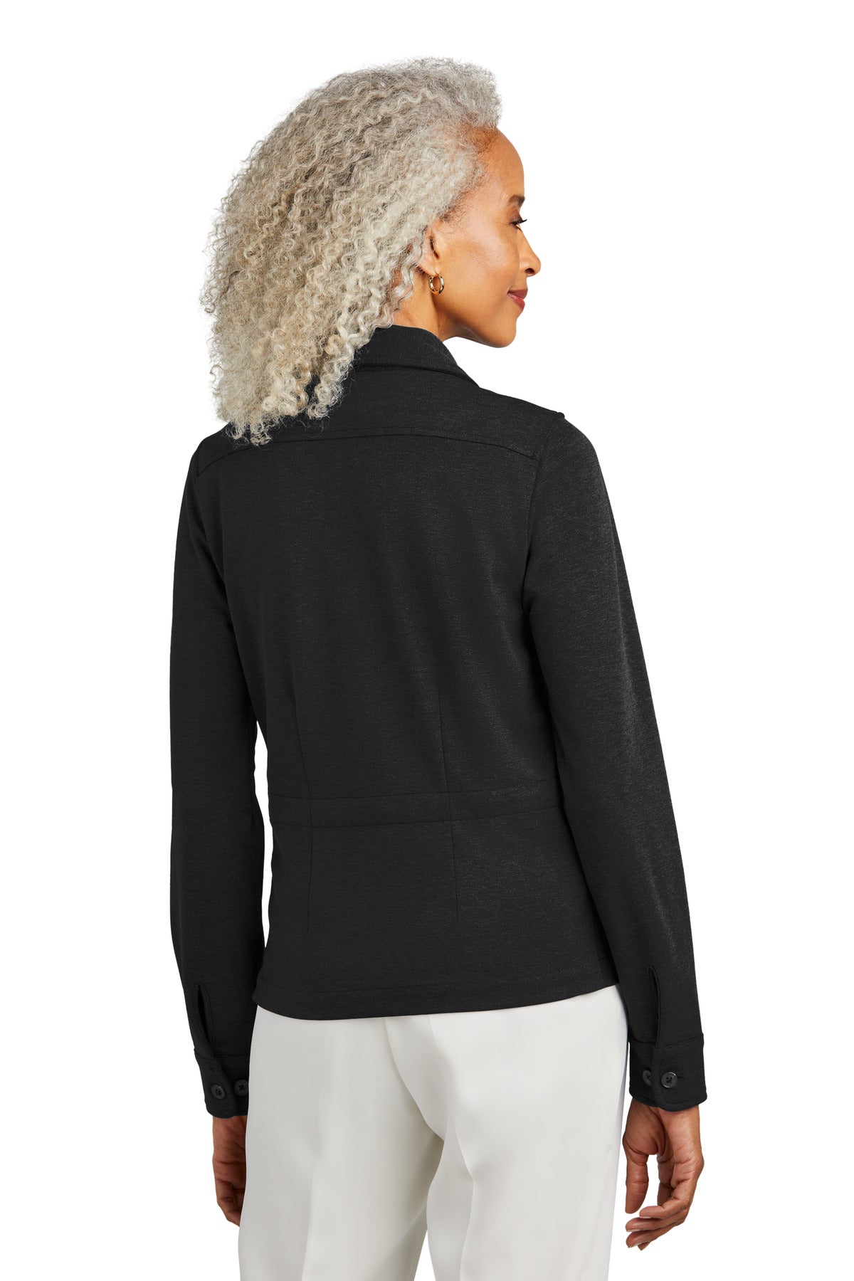 Custom Embroidered Brooks Brothers Women's Mid-Layer Stretch Button Jacket BB18205,Black Heather