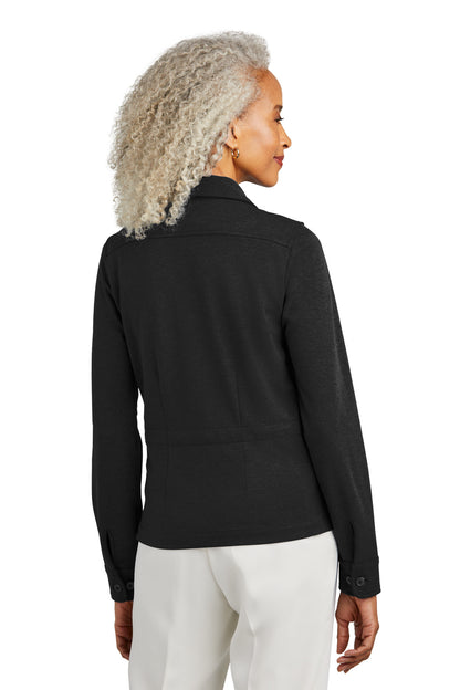 Custom Embroidered Brooks Brothers Women's Mid-Layer Stretch Button Jacket BB18205,Black Heather