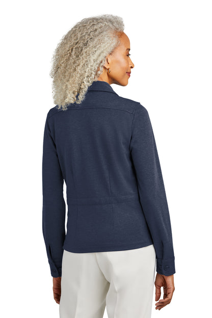 Custom Embroidered Brooks Brothers Women's Mid-Layer Stretch Button Jacket BB18205,Navy Blazer Heather