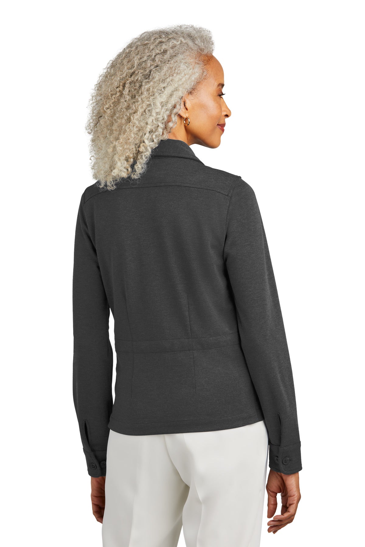 Custom Embroidered Brooks Brothers Women's Mid-Layer Stretch Button Jacket BB18205,Windsor Grey Heather