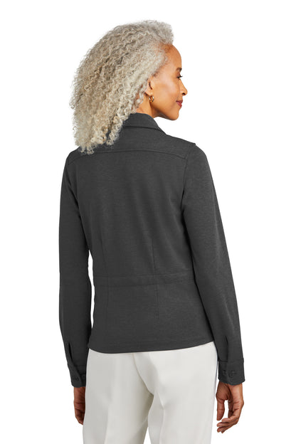 Custom Embroidered Brooks Brothers Women's Mid-Layer Stretch Button Jacket BB18205,Windsor Grey Heather