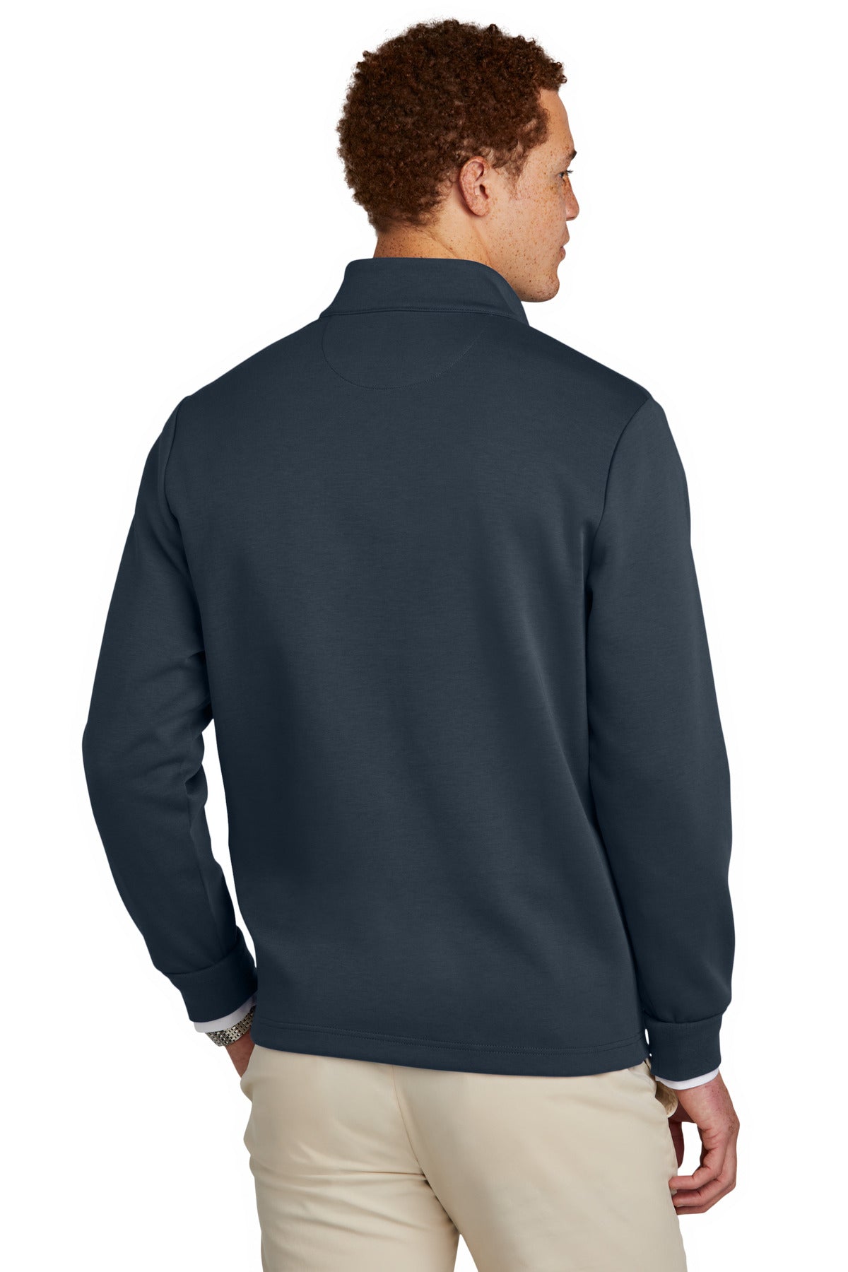 Custom Embroidered Brooks Brothers Double-Knit 1/4-Zip BB18206,Night Navy