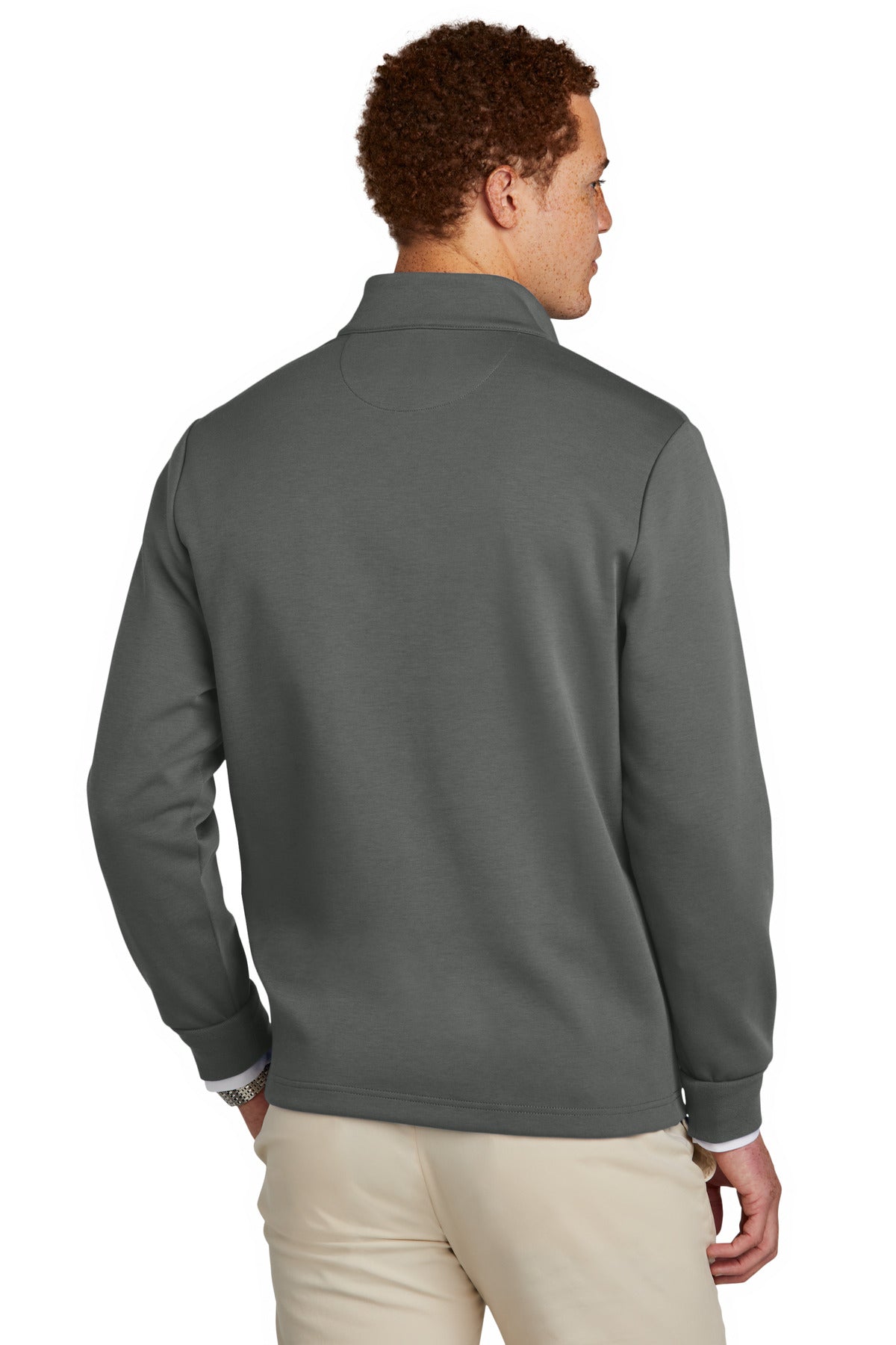 Custom Embroidered Brooks Brothers Double-Knit 1/4-Zip BB18206,Windsor Grey