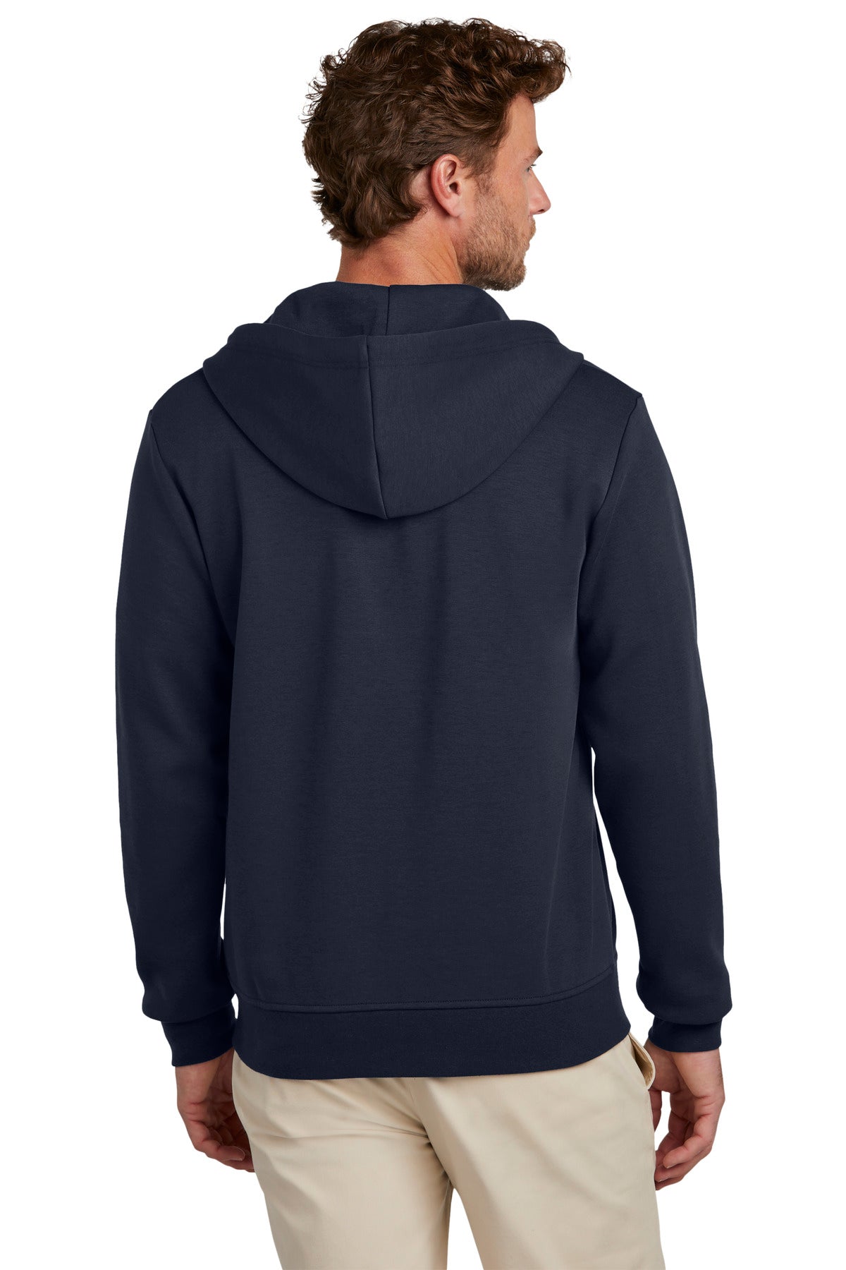 Custom Embroidered Brooks Brothers Double-Knit Full-Zip Hoodie BB18208,Night Navy
