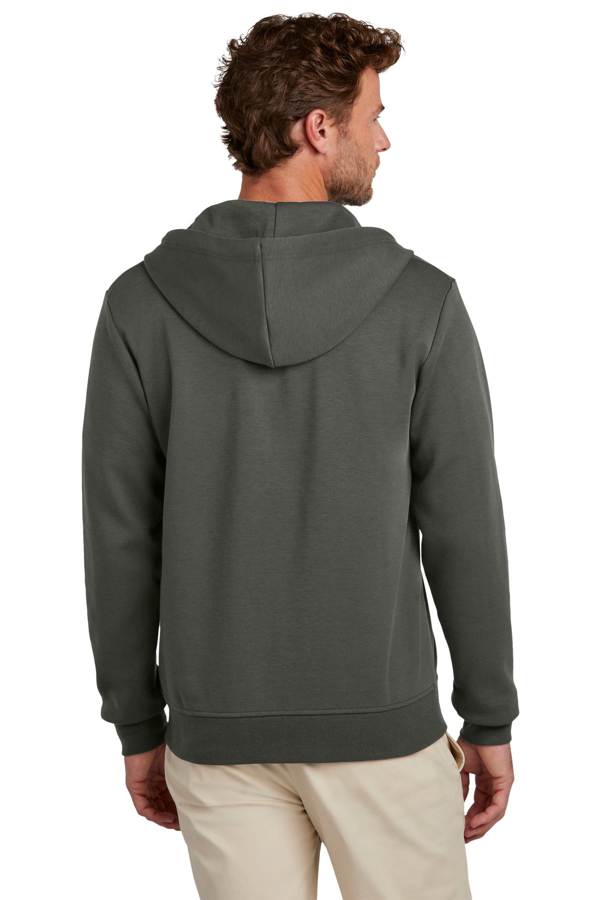 Custom Embroidered Brooks Brothers Double-Knit Full-Zip Hoodie BB18208,Windsor Grey