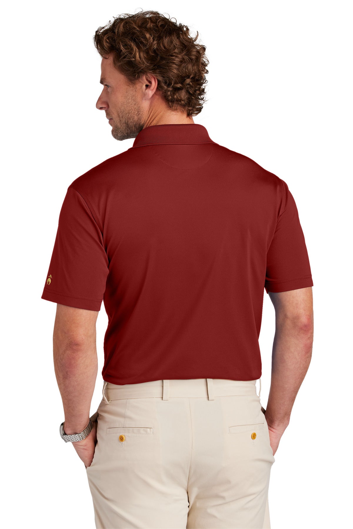 Custom Embroidered Brooks Brothers Mesh Pique Performance Polo BB18220,Rich Red