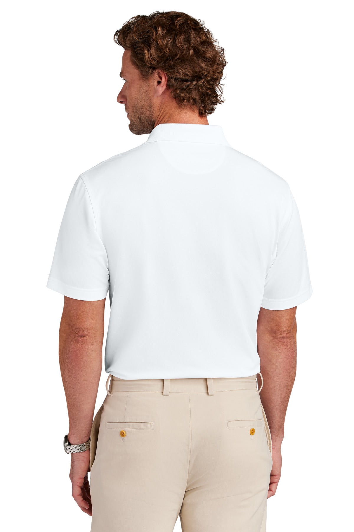 Custom Embroidered Brooks Brothers Mesh Pique Performance Polo BB18220,White