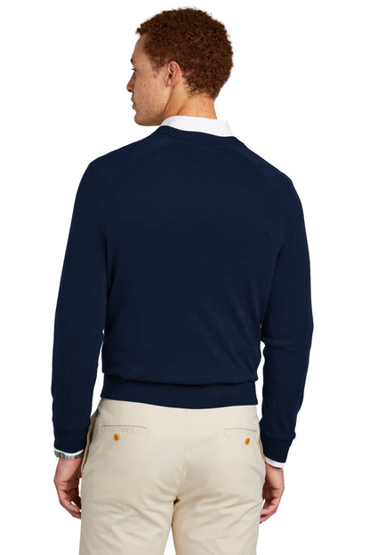 Custom Embroidered Brooks Brothers Cotton Stretch V-Neck Sweater BB18400,Navy Blazer