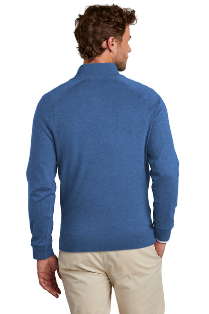 Custom Embroidered Brooks Brothers Cotton Stretch 1/4-Zip Sweater BB18402,Charter Blue Heather