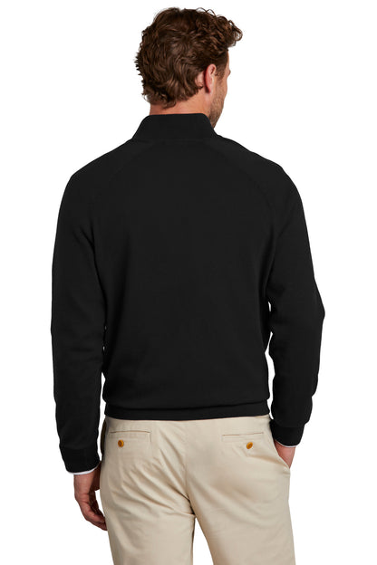 Custom Embroidered Brooks Brothers Cotton Stretch 1/4-Zip Sweater BB18402,Deep Black