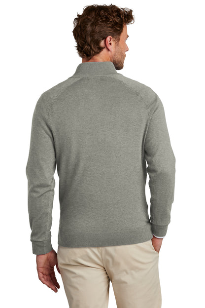 Custom Embroidered Brooks Brothers Cotton Stretch 1/4-Zip Sweater BB18402,Light Shadow Grey Heather