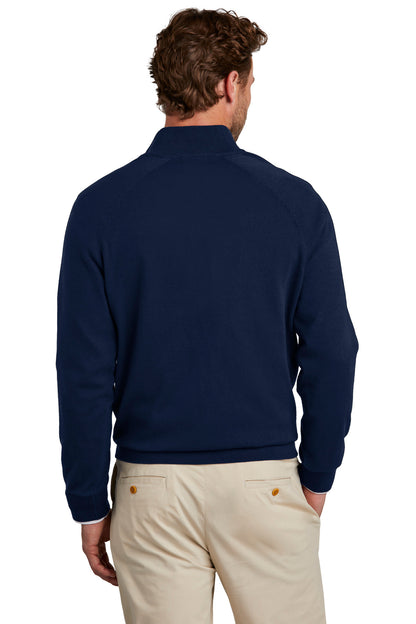 Custom Embroidered Brooks Brothers Cotton Stretch 1/4-Zip Sweater BB18402,Navy Blazer
