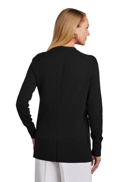 Custom Embroidered Brooks Brothers Women's Cotton Stretch Long Cardigan Sweater BB18403,Deep Black