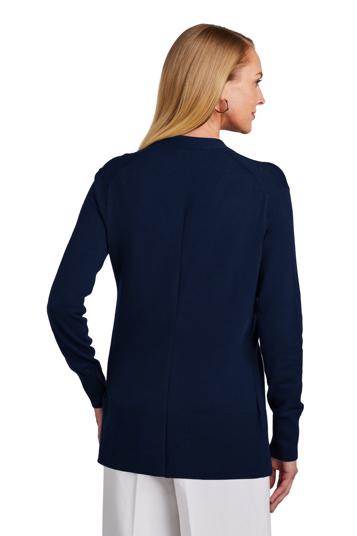 Custom Embroidered Brooks Brothers Women's Cotton Stretch Long Cardigan Sweater BB18403,Navy Blazer