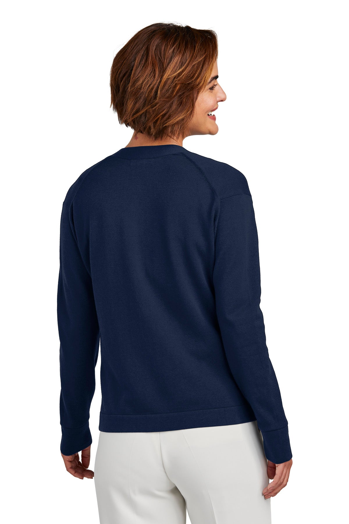 Custom Embroidered Brooks Brothers Women's Cotton Stretch Cardigan Sweater BB18405,Navy Blazer