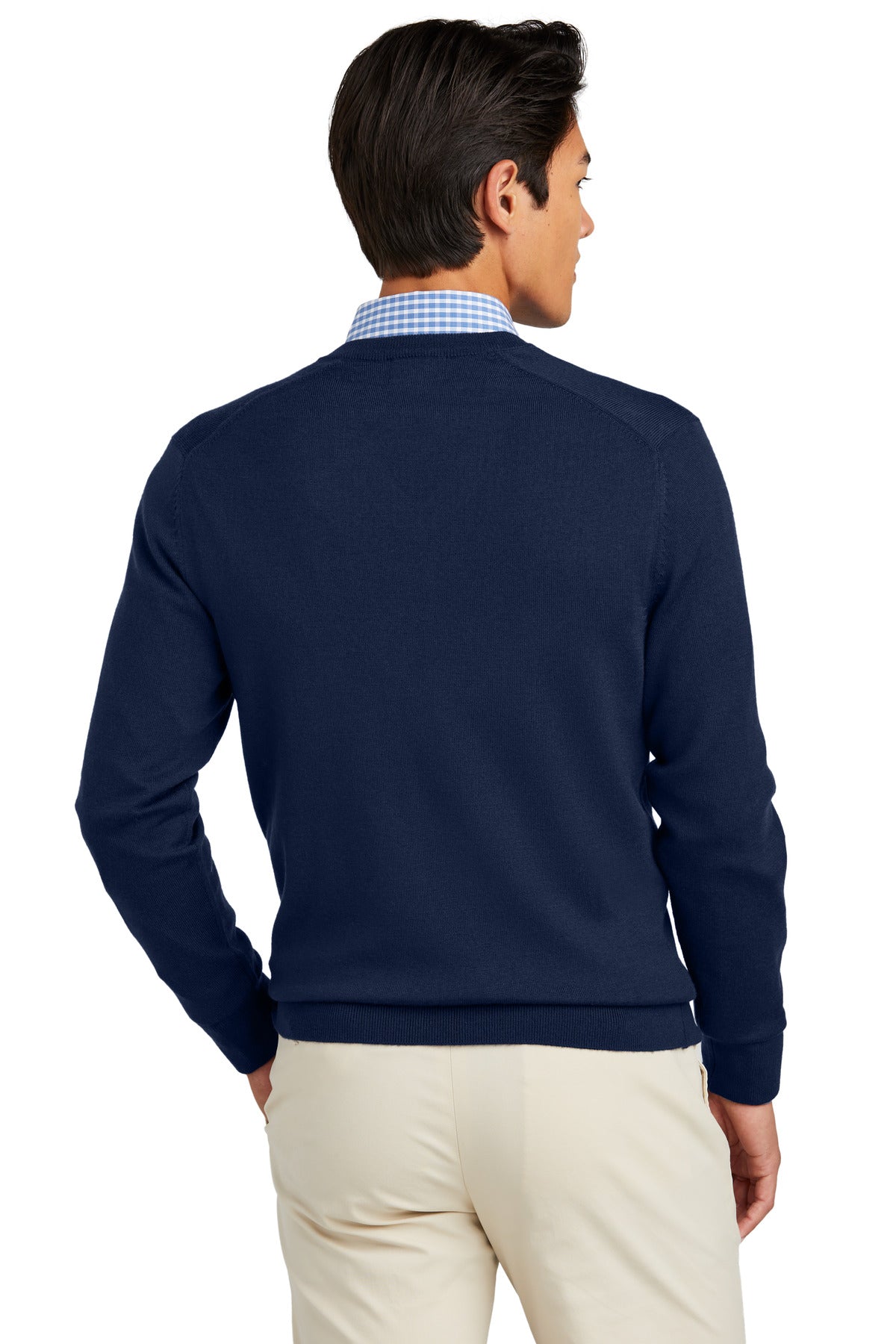 Custom Embroidered Brooks Brothers Washable Merino V-Neck Sweater BB18410,Navy Blazer