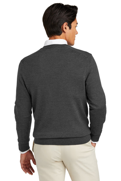 Custom Embroidered Brooks Brothers Washable Merino V-Neck Sweater BB18410,Windsor Grey Heather