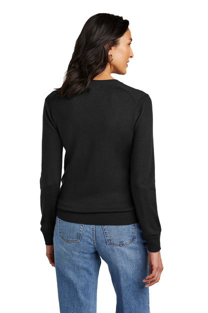 Custom Embroidered Brooks Brothers Women's Washable Merino V-Neck Sweater BB18411,Deep Black
