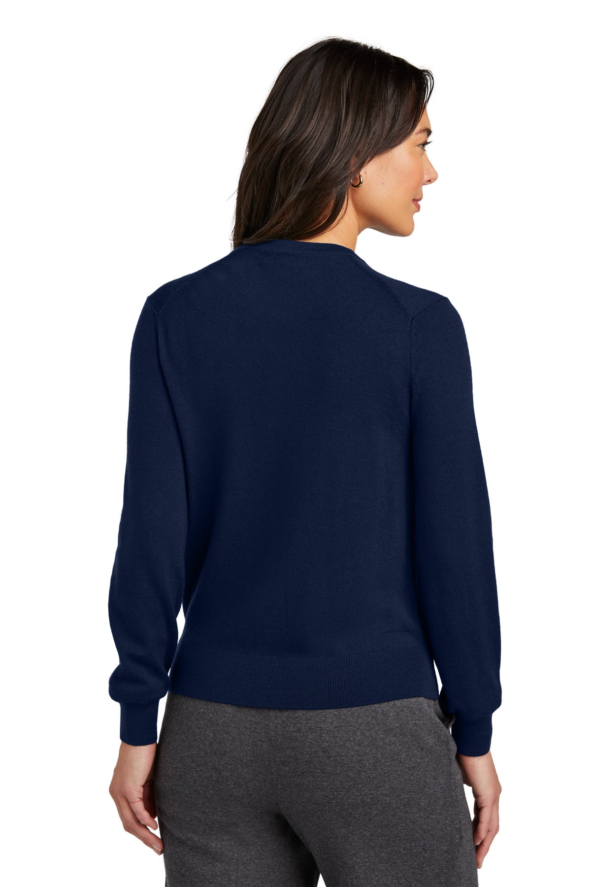 Custom Embroidered Brooks Brothers Women's Washable Merino Cardigan Sweater BB18413,Navy Blazer