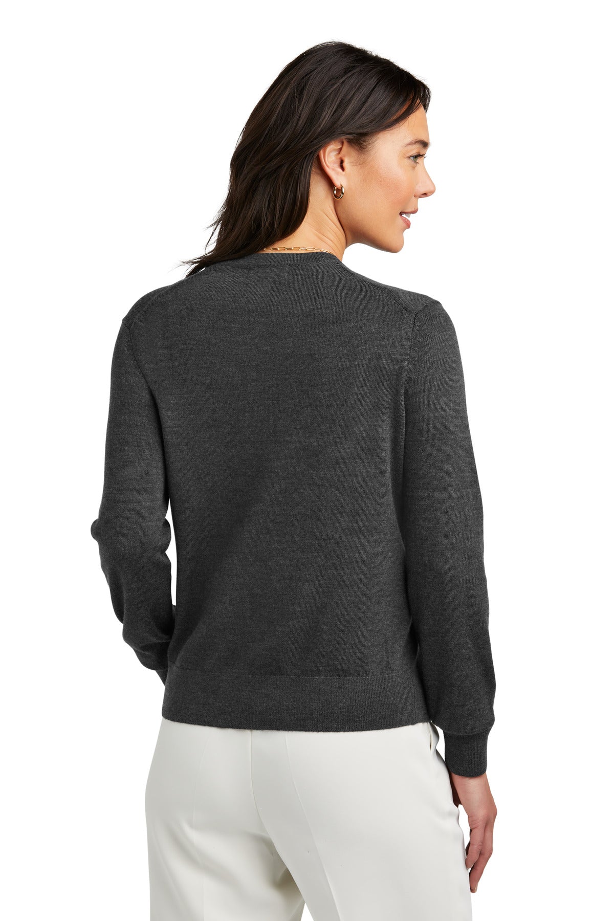 Custom Embroidered Brooks Brothers Women's Washable Merino Cardigan Sweater BB18413,Windsor Grey Heather