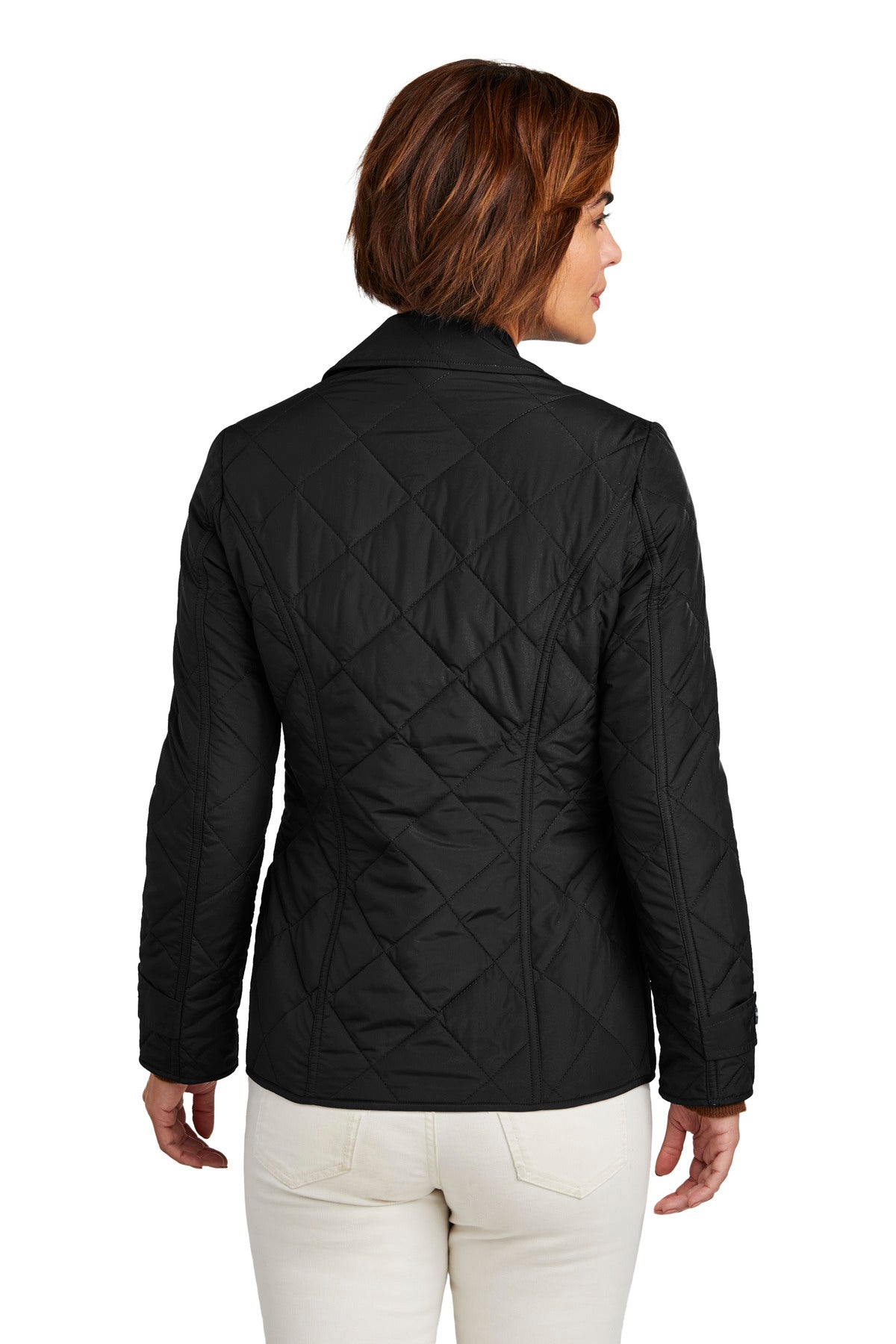 Custom Embroidered Brooks Brothers Women's Quilted Jacket BB18601,Deep Black