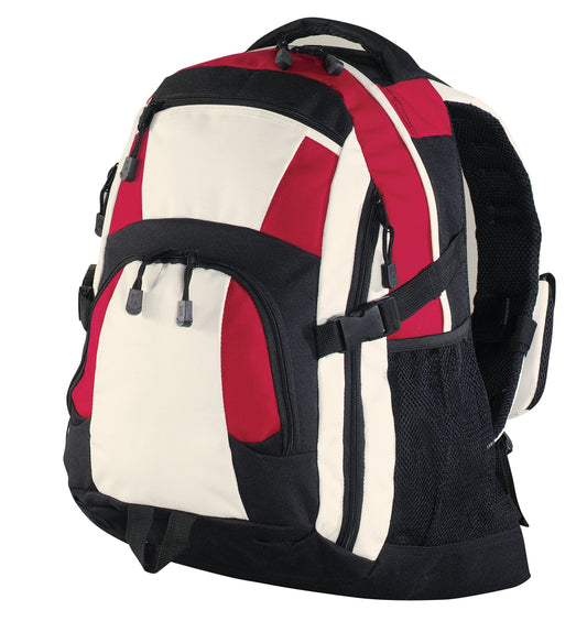 Custom Embroidered Port Authority Bags in Black/ Red/ Stone