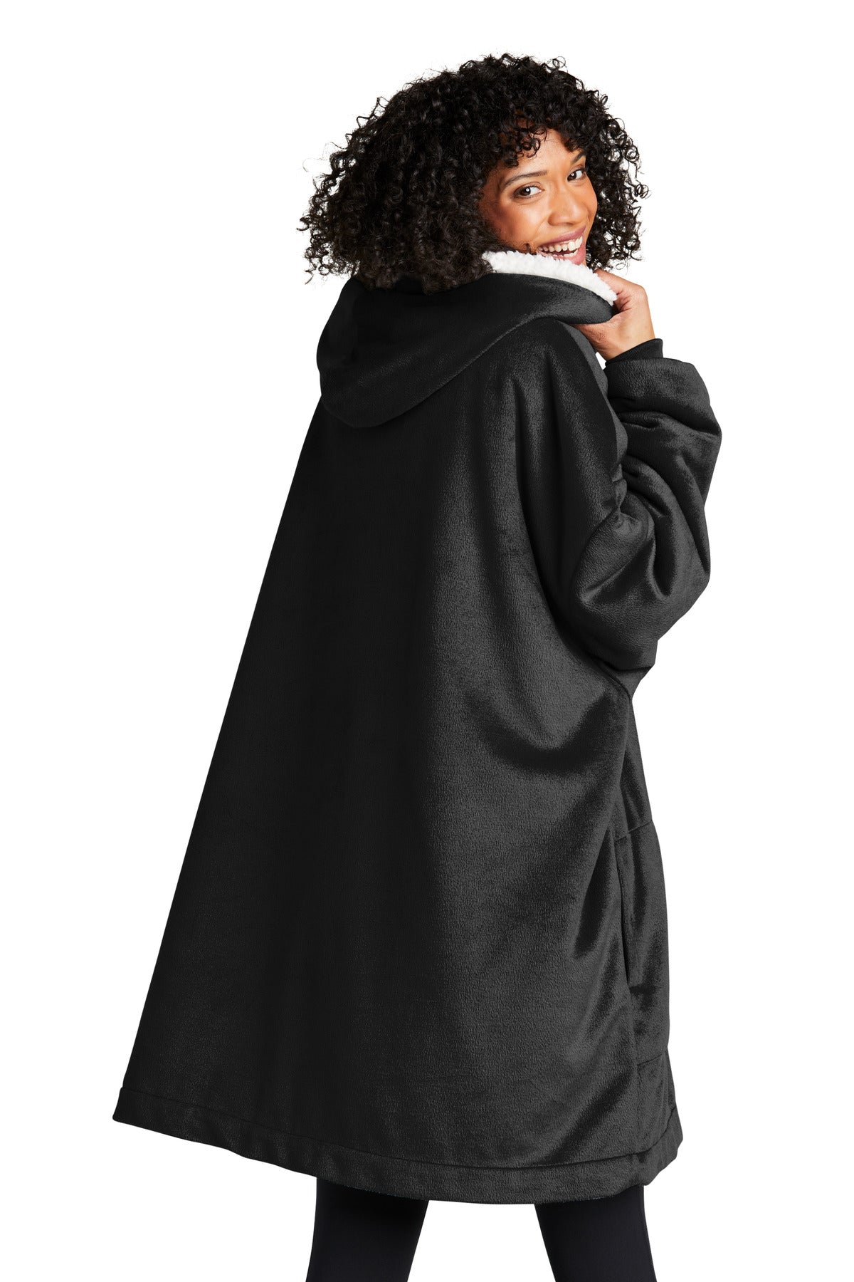 Custom Embroidered Port Authority Mountain Lodge Wearable Blanket BP41,Black
