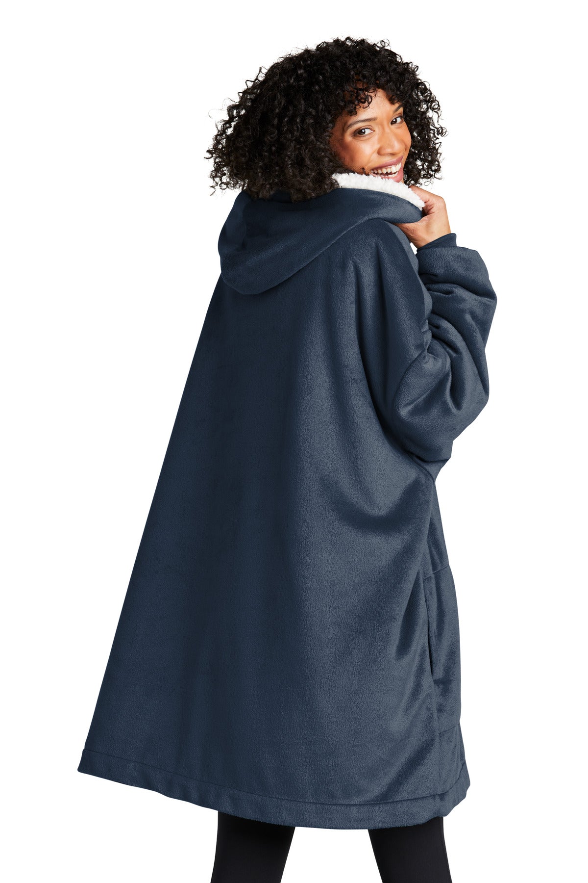 Custom Embroidered Port Authority Mountain Lodge Wearable Blanket BP41,Navy Eclipse