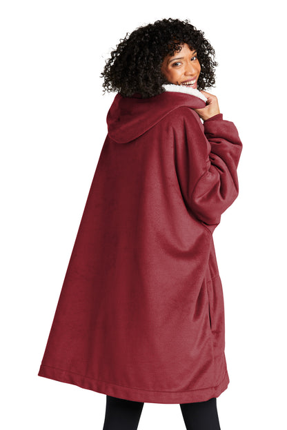 Custom Embroidered Port Authority Mountain Lodge Wearable Blanket BP41,Red Rhubarb
