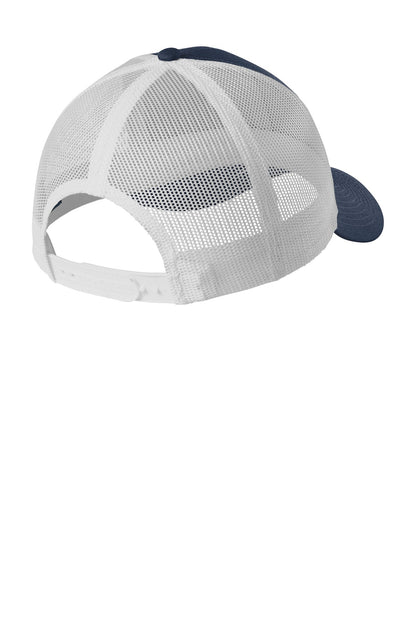 Custom Embroidered Port Authority Caps in Dress Blue Navy Heather/ Silver Mist