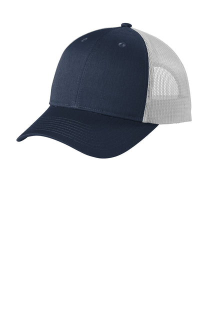 Custom Embroidered Port Authority Caps in Dress Blue Navy Heather/ Silver Mist