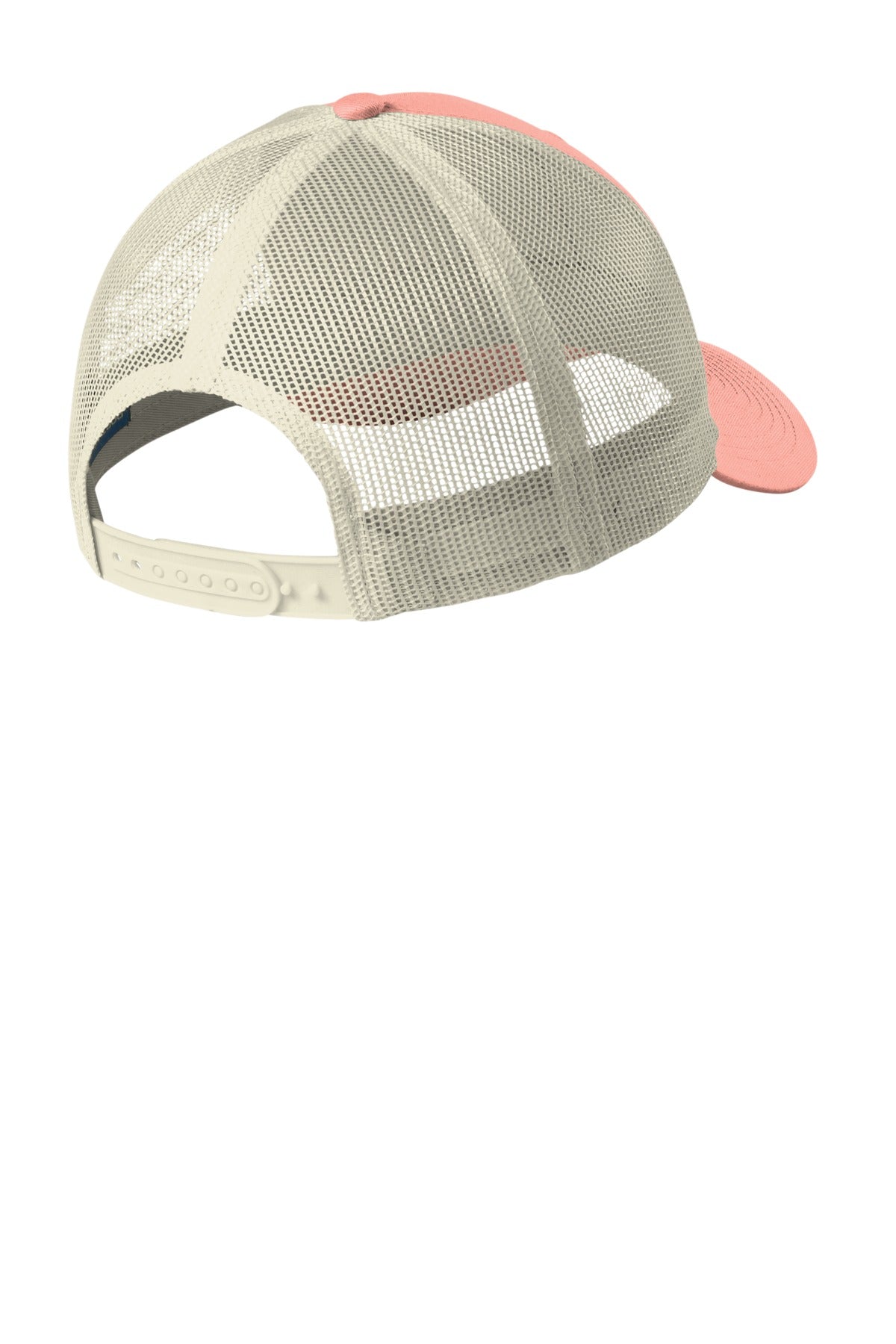 Custom Embroidered Port Authority Caps in Soft Coral/ Ecru