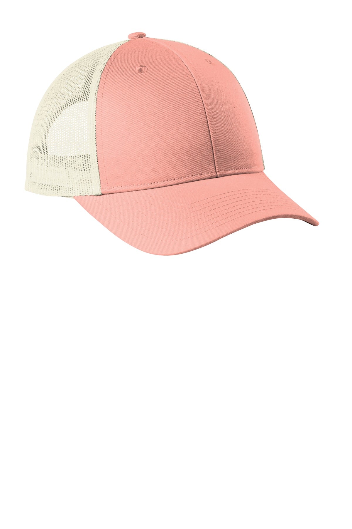 Custom Embroidered Port Authority Caps in Soft Coral/ Ecru