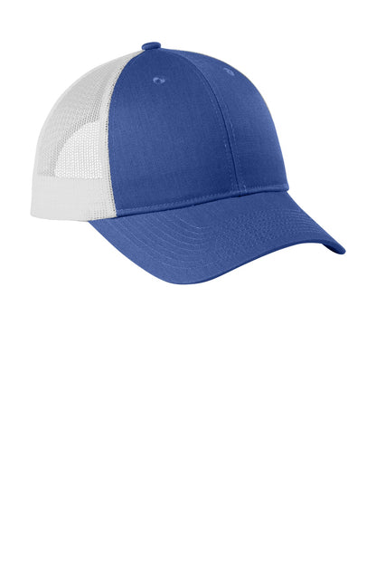 Custom Embroidered Port Authority Caps in True Blue Heather/ Silver Mist