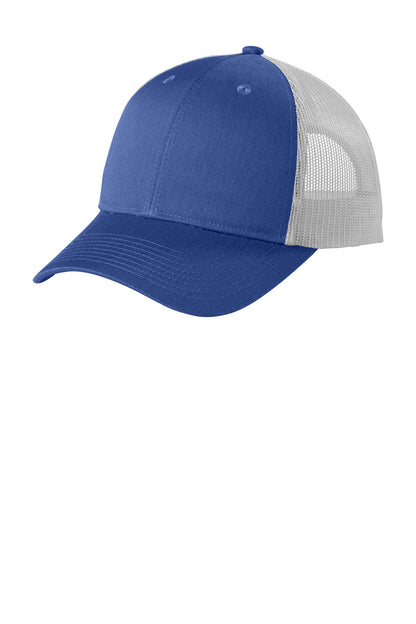 Custom Embroidered Port Authority Caps in True Blue Heather/ Silver Mist