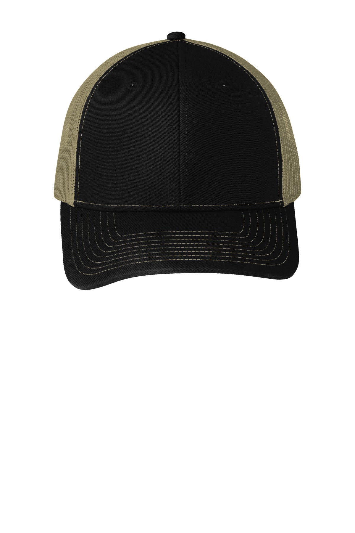 Custom Embroidered Port Authority Caps in Black/ Tan