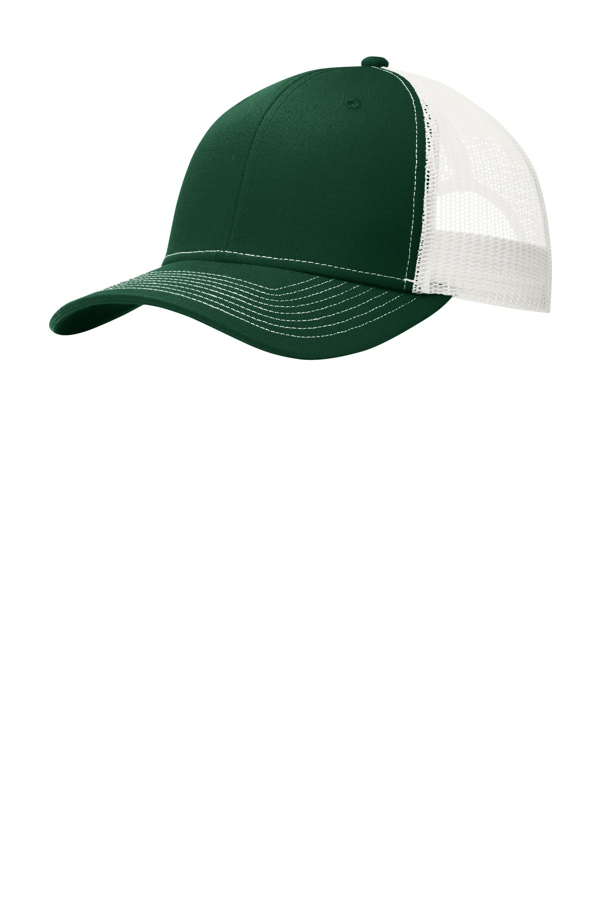 Custom Embroidered Port Authority Caps in Dark Green/ White