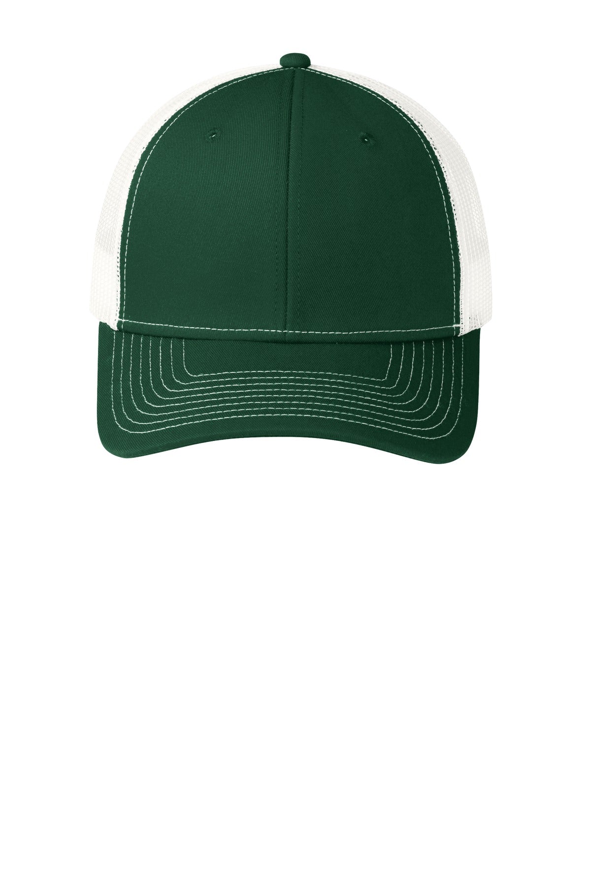 Custom Embroidered Port Authority Caps in Dark Green/ White