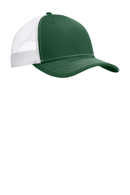 Custom Embroidered Port Authority Caps in Forest Green/ White